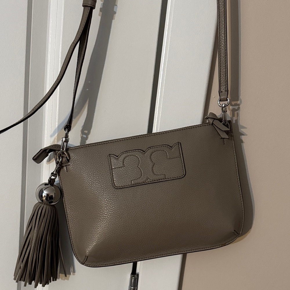 Tory Burch Taupe Crossbody Bag with Tassel
